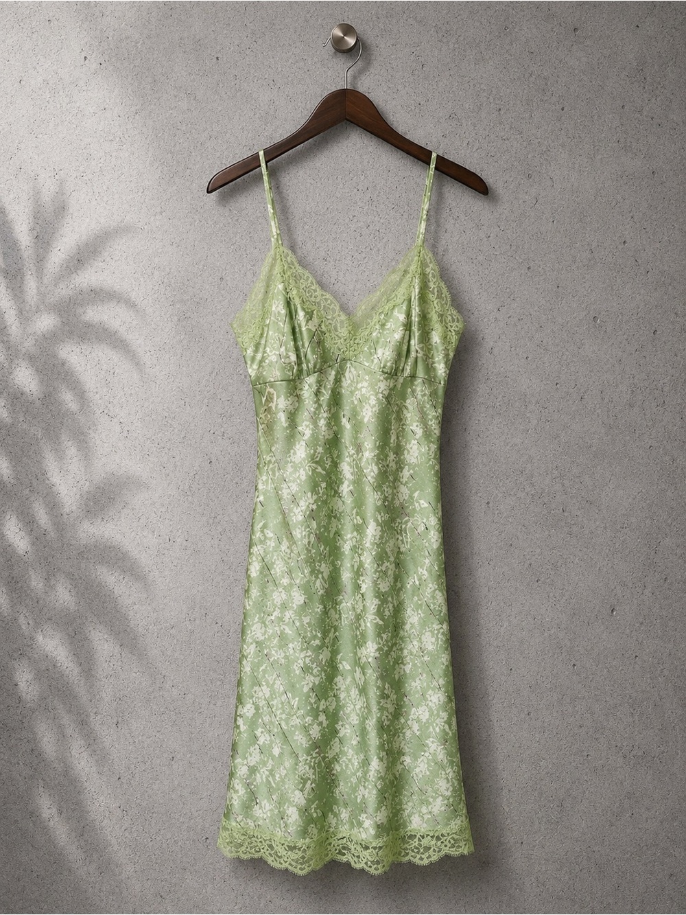 Gold Hawk 100% Silk Green and Pink Slip Dress Size S